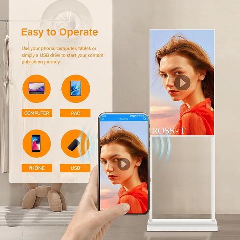 كشك عرض لافتات رقمية مقاس 43 بوصة، ملصق عرض إعلاني قائم على الأرضية الداخلية، شاشة LCD تجارية مع مشغل وسائط تلقائي، نظام Android، USB/WiFi in Kuwait