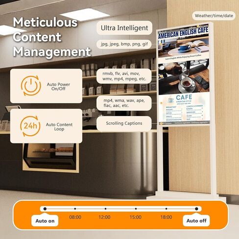 كشك عرض لافتات رقمية مقاس 43 بوصة، ملصق عرض إعلاني قائم على الأرضية الداخلية، شاشة LCD تجارية مع مشغل وسائط تلقائي، نظام Android، USB/WiFi in Kuwait