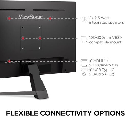شاشة فيوسونيك VX2767U-2K مقاس 27 بوصة 1440 بكسل IPS مع 65 وات USB C ودعم محتوى HDR10 وHDMI وDP (متجدد) in Saudi Arabia