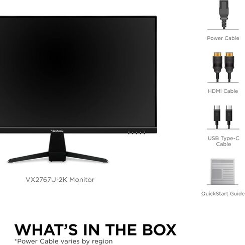 شاشة فيوسونيك VX2767U-2K مقاس 27 بوصة 1440 بكسل IPS مع 65 وات USB C ودعم محتوى HDR10 وHDMI وDP (متجدد) in Saudi Arabia