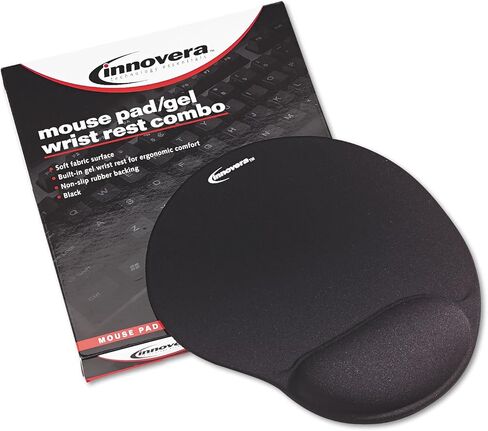 Innovera 50448 Mouse Pad w/Gel Wrist Pad Nonskid Base 10-3/8 x 8-7/8 Black in Saudi Arabia