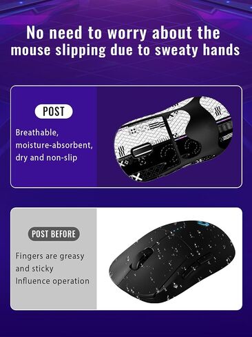 Anti-Slip Grip Tape for Logitech G PRO X Superlight 2 Mouse, Ultra-Thin Sweat-Absorbing Mouse Skin, Washable & Reusable Non-Slip Grip Sticker Set, Black & White Print in Saudi Arabia