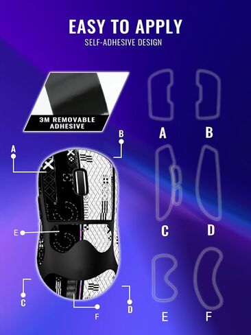 Anti-Slip Grip Tape for Logitech G PRO X Superlight 2 Mouse, Ultra-Thin Sweat-Absorbing Mouse Skin, Washable & Reusable Non-Slip Grip Sticker Set, Black & White Print in Saudi Arabia