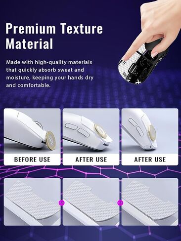 Anti-Slip Grip Tape for Logitech G PRO X Superlight 2 Mouse, Ultra-Thin Sweat-Absorbing Mouse Skin, Washable & Reusable Non-Slip Grip Sticker Set, Black & White Print in Saudi Arabia