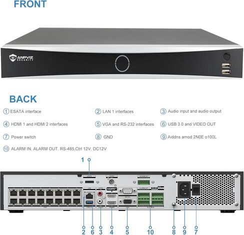 Anpviz 5MP 32CH Bullet PoE IP Wired Security Camera System Outdoor, 12MP 32 Channel NVR with 4 SATA, Plug and Play in Saudi Arabia