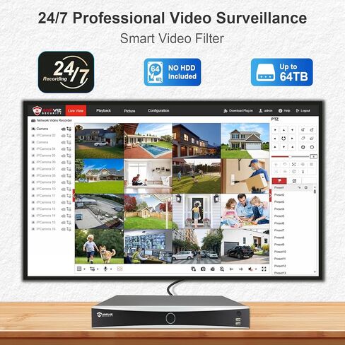 Anpviz 5MP 32CH Bullet PoE IP Wired Security Camera System Outdoor, 12MP 32 Channel NVR with 4 SATA, Plug and Play in Saudi Arabia