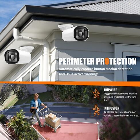 ciciglow 4MP Surveillance Camera, AI Human Detection 30m Night Vision IP66 H.265 Encoding, with POE Power Over Ethernet, for Outdoor Indoor Security Monitoring in Saudi Arabia
