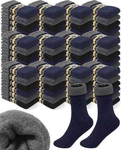 72 Pairs Thermal Socks Bulk Socks Thick Winter Socks Unisex One Size Socks for Men Women Homeless Care Package, Black in Saudi Arabia