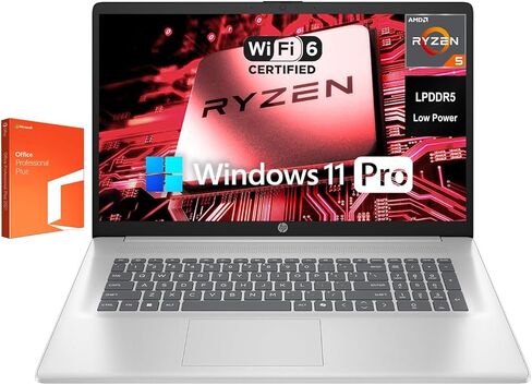 كمبيوتر محمول HP مقاس 17.3 بوصة FHD للطلاب والأعمال | AMD Ryzen 5 7520U | ذاكرة LPDDR5 سعة 16 جيجابايت | SSD سعة 1 تيرابايت | Wi-Fi 6 | Microsoft Office | Win11 Pro | فضي in Kuwait