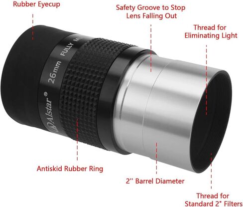 Alstar 2" Kellner FMC 55-Degree Eyepiece - Bundle with - 5 Pcs Dust Caps in Saudi Arabia