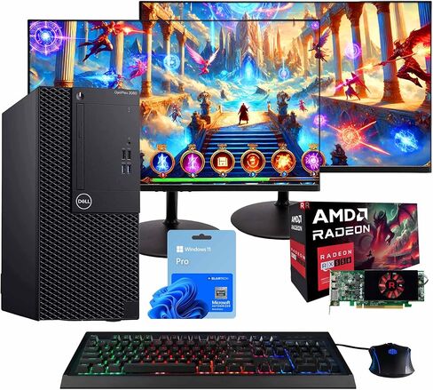 الكمبيوتر البرجي طراز OptiPlex 3060 من Dell | انتل كور i5-8500 | 32 جيجا رام | 250 جيجابايت NVME M.2 + 1 تيرابايت SSD | نفيديا آر إكس 550 4 جيجا | ويندوز 11 برو | AX200 واي فاي 6 + بلوتوث | شاشات مزدوجة جديدة عالية الدقة مقاس 24 بوصة (متجددة) in Kuwait