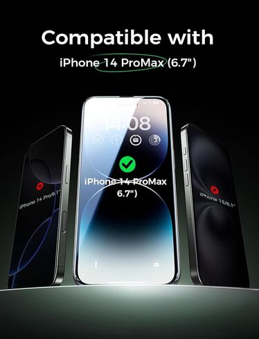 MAGIC JOHN 2PACK for iPhone 14 Pro Max (6.7") Eye Protection Screen Protector, HD Clear, Auto Dust-Elimination, 9H Tempered Glass & Scratch Resistance, Full Edge Coverage in Saudi Arabia