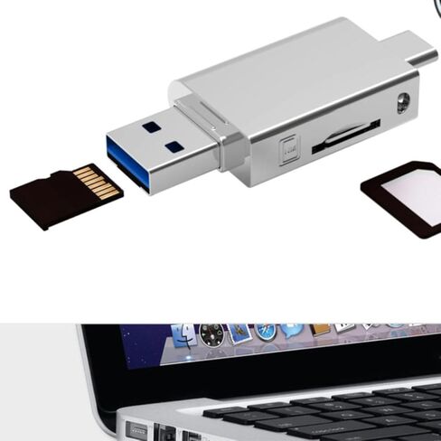 محول قارئ بطاقات USB-c من سبائك الزنك من Kisangel للهواتف المحمولة وأجهزة الكمبيوتر، قارئ ذاكرة USB عالي السرعة مع فتحة مقاومة للتلف متوافقة مع بطاقات Tf Nm والمحمولة in Saudi Arabia