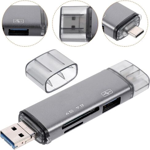محول قارئ بطاقات USB من النوع c من Kisangel، قارئ بطاقات ذاكرة متعدد الواجهات للهواتف وأجهزة الكمبيوتر، قبضة مريحة متوافقة مع أجهزة Micro USB in Kuwait