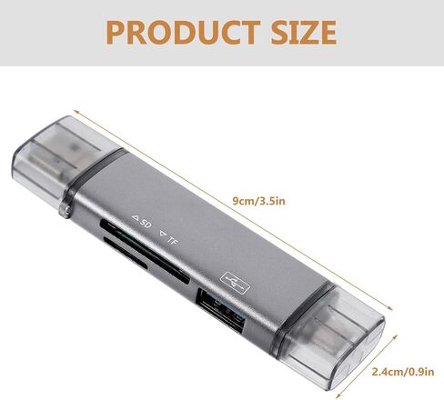 محول قارئ بطاقات USB من النوع c من Kisangel، قارئ بطاقات ذاكرة متعدد الواجهات للهواتف وأجهزة الكمبيوتر، قبضة مريحة متوافقة مع أجهزة Micro USB in Kuwait