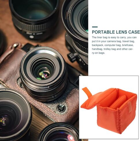 NOLITOY Polyester Waterproof Camera Lens Protective Case Shockproof Lens Pouch for DSLR and Mirrorless Cameras for Photographers Orange in Saudi Arabia