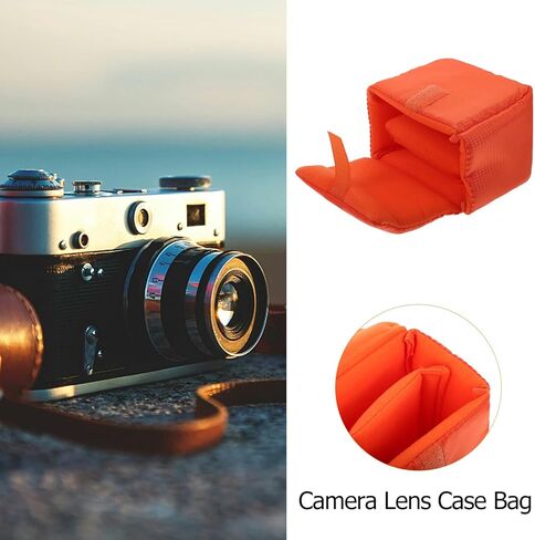 Water Resistant Polyester Camera Lens Pouch Shockproof Protective Case for DSLR and Mirrorless Cameras Portable Orange Lens Bag for Photography in Saudi Arabia