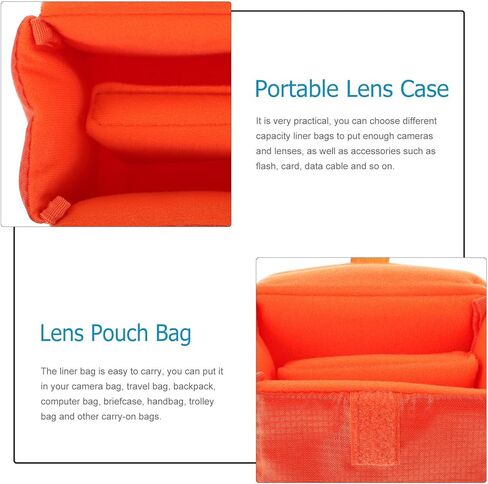 Water Resistant Polyester Camera Lens Pouch Shockproof Protective Case for DSLR and Mirrorless Cameras Portable Orange Lens Bag for Photography in Saudi Arabia
