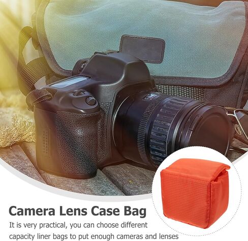 Water Resistant Polyester Camera Lens Pouch Shockproof Protective Case for DSLR and Mirrorless Cameras Portable Orange Lens Bag for Photography in Saudi Arabia