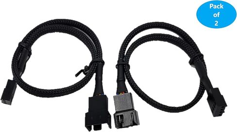 MICRO CONNECTORS كابل تمديد مروحة PWM بطول 30 سم، عبوتين (أسود) (PWM-100BK-2P) in Saudi Arabia