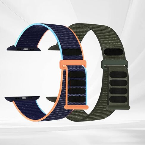 2Pack Sport Nylon Loop Band Compatible with Apple Watch Band 38mm 40mm 41mm 42mm 44mm 45mm 46mm 49mm Suitable for Unisex Adjustable Breathable Woven Strap for iWatch Series 10/9/8/7/6/5/4/3/SE in Saudi Arabia