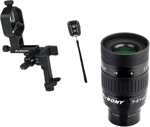 حزمة محول الهاتف الذكي العالمي SVBONY SV214 Pro ثلاثي المحاور مع عدسة تكبير SV135 مقاس 1.25 بوصة من 7 إلى 21 مم، للملاحظات الفلكية in Saudi Arabia