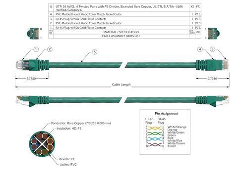 Cable Leader Cat 6 550 MHz UTP Snagless Ethernet Cable, Network Patch Cord (Green, 25 ft) in Saudi Arabia