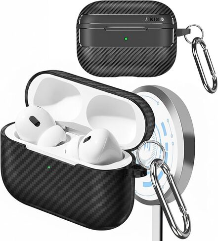 حافظة CCSmall لأجهزة AirPods Pro 3 مع سلسلة مفاتيح بحلقة، غطاء واقٍ من ألياف الكربون المقاومة للصدمات لأجهزة Airpods Pro الجيل الثالث، ألياف سوداء in Kuwait