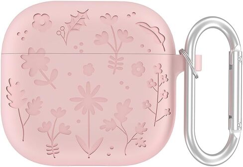 for AirPods 4 Case Cover with Keychain Printed Silicone Earphone Cases Soft Skin Protective Case Anti-Drop Earphone Cover (Light Pink) in Saudi Arabia