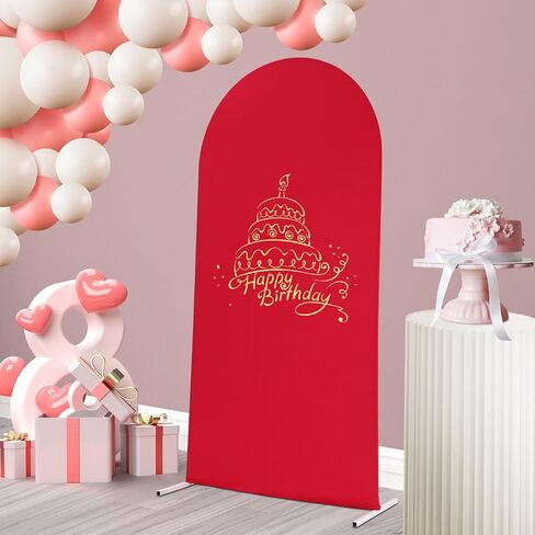 Wedding Arch Decor Metal Frame - 2m Tall White Arched Backdrop Stand for Floral Arrangements, Birthday Party & Event Decor - Includes Fabric Red Cover & Tools in Saudi Arabia