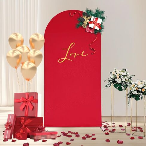 Wedding Arch Decor Metal Frame - 2m Tall White Arched Backdrop Stand for Floral Arrangements, Birthday Party & Event Decor - Includes Fabric Red Cover & Tools in Saudi Arabia