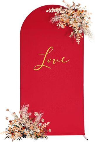 Wedding Arch Decor Metal Frame - 2m Tall White Arched Backdrop Stand for Floral Arrangements, Birthday Party & Event Decor - Includes Fabric Red Cover & Tools in Saudi Arabia