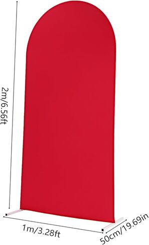 Arched Wedding Backdrop Stand - 6.56ft White Metal Arch Decor with Red Rose Cloth Cover for Ceremony, Party & Photo Booth Decoration - Easy Assembly Flower Stand in Saudi Arabia