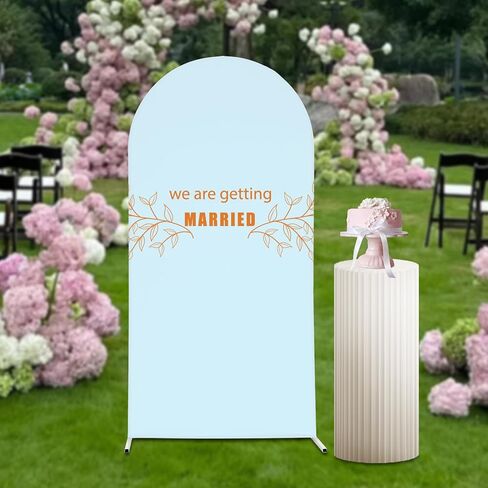 Wedding Arch Decor Metal Frame - 2m Tall White Arched Backdrop Stand for Floral Arrangements, Birthday Party & Event Decor - Includes Fabric Blue Cover & Tools in Saudi Arabia