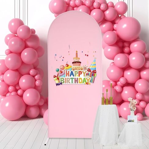 Wedding Arch Decor Metal Frame - 1.8m Tall White Arched Backdrop Stand for Floral Arrangements, Birthday Party & Event Decor - Includes Fabric Pink Cover & Tools in Saudi Arabia