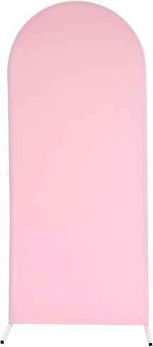 Wedding Arch Decor Metal Frame - 1.8m Tall White Arched Backdrop Stand for Floral Arrangements, Birthday Party & Event Decor - Includes Fabric Pink Cover & Tools in Saudi Arabia