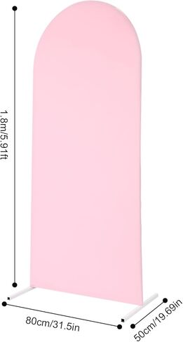 Wedding Arch Decor Metal Frame - 1.8m Tall White Arched Backdrop Stand for Floral Arrangements, Birthday Party & Event Decor - Includes Fabric Pink Cover & Tools in Saudi Arabia