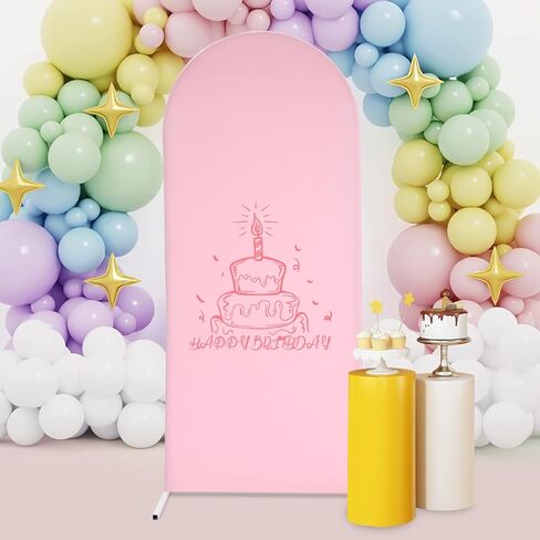 6.ft Tall Wedding Arch Kit - Steel Tube Arched Backdrop Stand with 11 lbs Load Capacity - White Modern Archway and Pink Cover for Ceremony Decorations & Photo Background in Saudi Arabia
