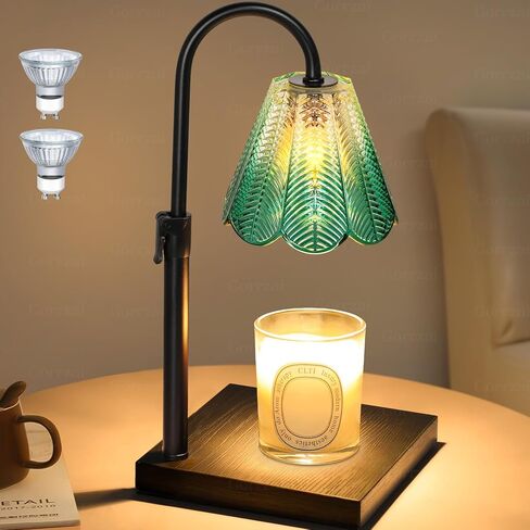 Gorrzai Candle Warmer Lamp with Timer Dimmable, Fall Christmas Birthday Gifts for Women, House Warming Gifts New Home Decor, Leaf Lampshade Height Adjustable Wax Melts Warmer for Jar Candles, 2 Bulbs in Saudi Arabia