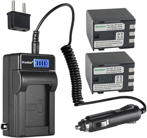 Kastar 2-Pack NB-2L24 BP-2L24 Battery and LCD AC Charger Compatible with Canon MVX300, MVX300i, MVX330i, MVX350i, iVIS DC301, iVIS DC310, iVIS DC320, iVIS DC330, iVIS DC410, iVIS DC420, Elura 40 MC in Saudi Arabia