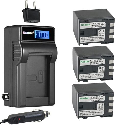 Kastar 2-Pack NB-2L24 BP-2L24 Battery and LCD AC Charger Compatible with Canon MVX300, MVX300i, MVX330i, MVX350i, iVIS DC301, iVIS DC310, iVIS DC320, iVIS DC330, iVIS DC410, iVIS DC420, Elura 40 MC in Saudi Arabia