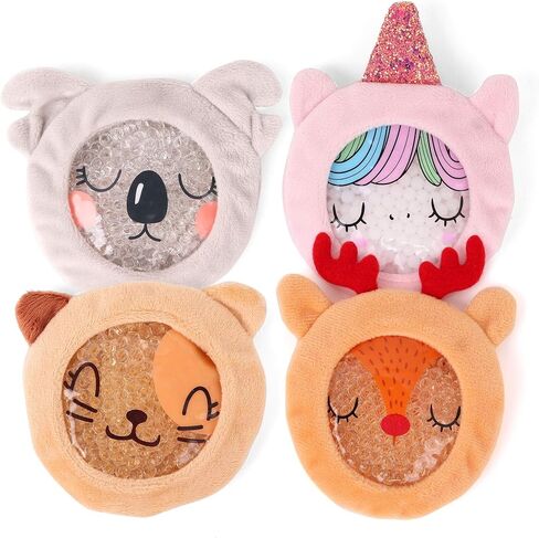 عبوات ثلج للأطفال من أجل Boo boos - عبوة ثلج للأطفال باردة وساخنة - مثالية Boo Boo Buddy للإصابات وتخفيف الآلام والحمى وأسنان الحكمة والجيوب الأنفية والصداع - قابلة لإعادة الاستخدام (مع غطاء من القماش (عبوة من 4 قطع)) in Kuwait
