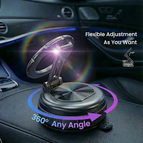 Magnetic Phone Holder for Car, Vacuum Suction Cup Magsafe Car Mount with N55 Magnets, Foldable Aluminum Phone Mount Compatible with iPhone 17 16 15 14 13 12 and All Magsafe Cases in Saudi Arabia