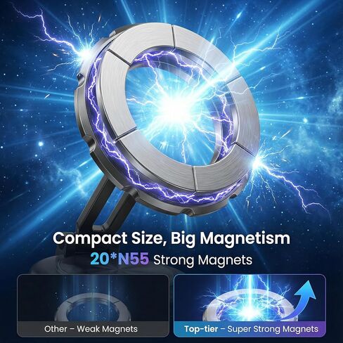 Magnetic Phone Holder for Car, Vacuum Suction Cup Magsafe Car Mount with N55 Magnets, Foldable Aluminum Phone Mount Compatible with iPhone 17 16 15 14 13 12 and All Magsafe Cases in Saudi Arabia