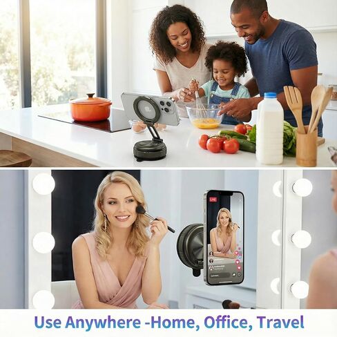 Magnetic Phone Holder for Car, Vacuum Suction Cup Magsafe Car Mount with N55 Magnets, Foldable Aluminum Phone Mount Compatible with iPhone 17 16 15 14 13 12 and All Magsafe Cases in Saudi Arabia