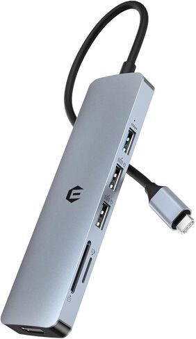 محور USB C، محول USB C 6 في 1، USB 3.0، 4K HDMI، 2 x USB 2.0، قارئ بطاقة SD/TF، ​​محطة إرساء مثالية لأجهزة الكمبيوتر المحمولة Mac Pro/Air وغيرها من الأجهزة من النوع C in Kuwait