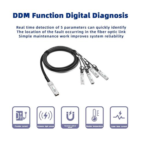 40G QSFP+ إلى 4x10G SFP+ كابل توصيل مباشر، 0.5M/1.64FT كابل DAC Twinax 30AWG/26AWG كابل نحاسي سلبي عالي السرعة لتوصيل مباشر لـ H3C/Cisco/Intel/العلامات التجارية الأخرى in Kuwait