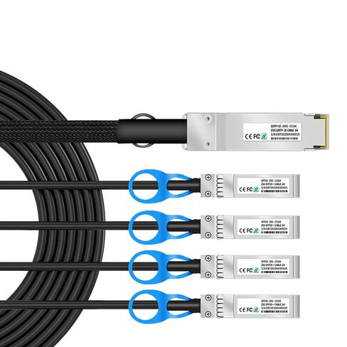 40G QSFP+ إلى 4x10G SFP+ كابل توصيل مباشر، 0.5M/1.64FT كابل DAC Twinax 30AWG/26AWG كابل نحاسي سلبي عالي السرعة لتوصيل مباشر لـ H3C/Cisco/Intel/العلامات التجارية الأخرى in Kuwait
