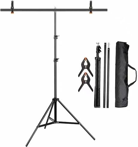 Iron Pipe Retractable Adjustable Background Stand Photography Studio Video for Office (2x2m/2.19x2.19yd Without Backdrop) in Saudi Arabia