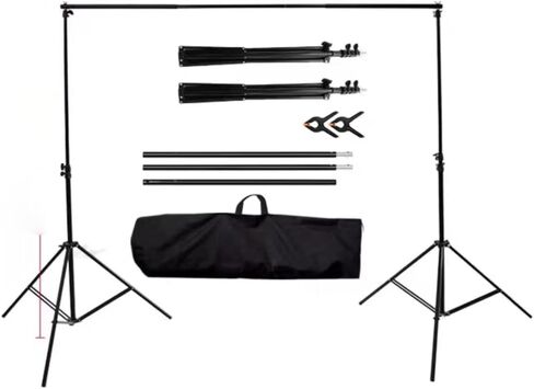 Iron Pipe Retractable Adjustable Background Stand Photography Studio Video for Office (2x2m/2.19x2.19yd Without Backdrop) in Saudi Arabia